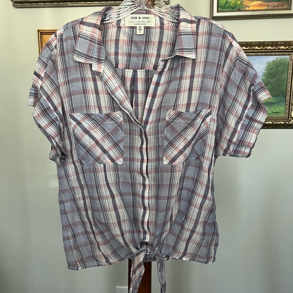 Anthro Cloth & Stone Liya Tie Waist Shirt - Picture 4 of 13